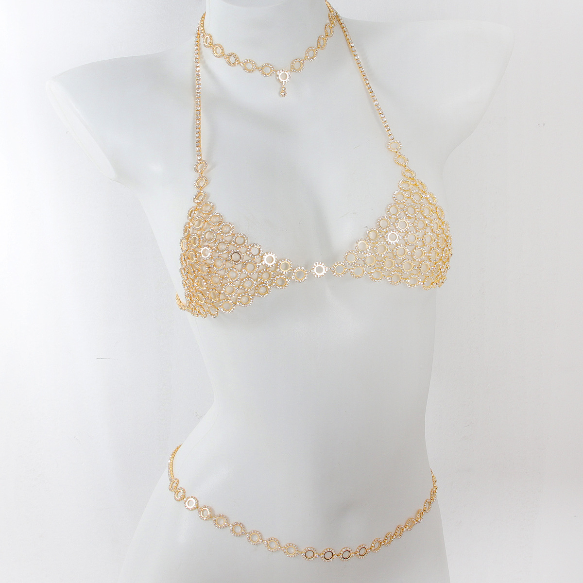 Body Jewelry Gold - Três peças sutiã cintura conjunto cadeia,