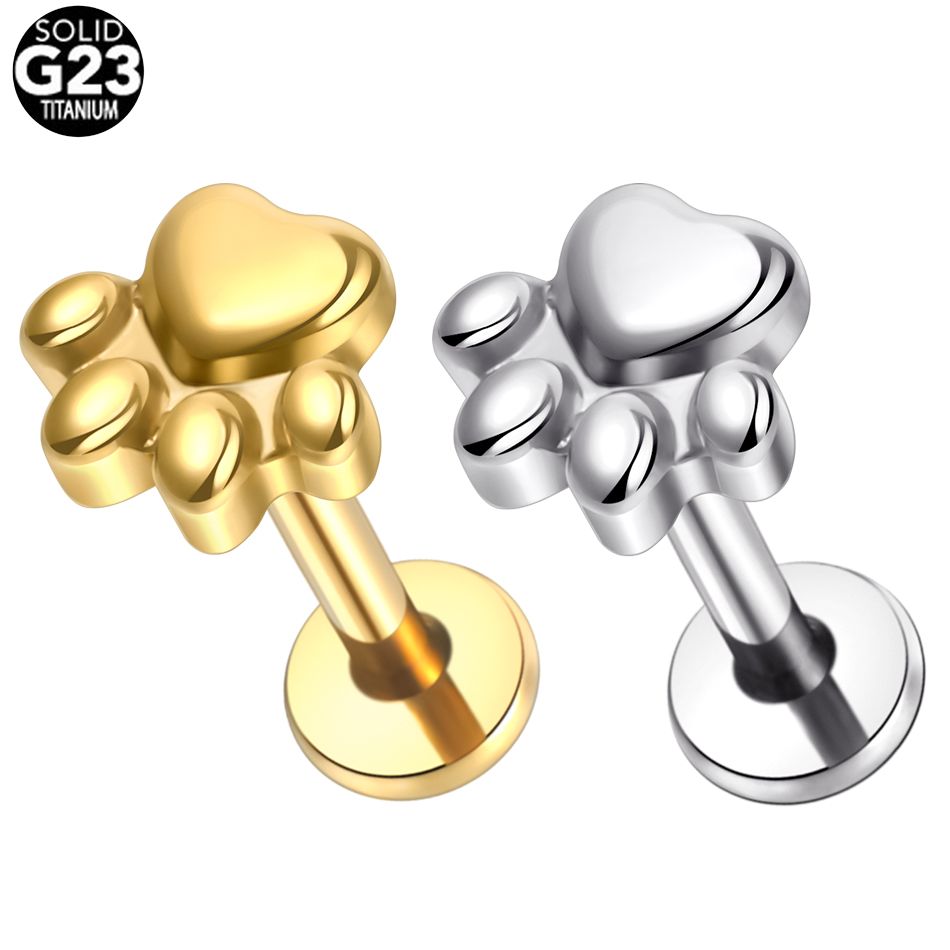Body Jewelry Implant Grade - Implante Grau Titanium Paw Print Stud