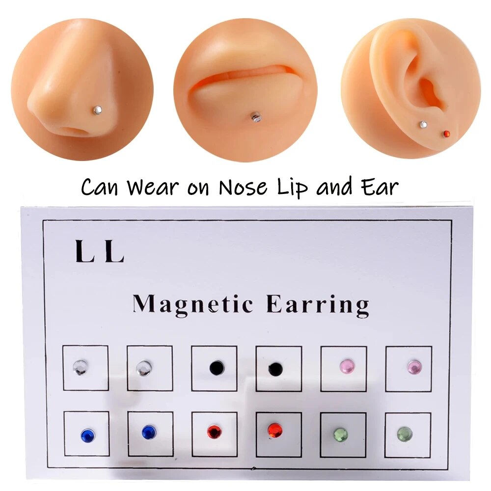 Body Jewelry Cartilage Earrings - 12 pçs/cartão falso tricheiro não perfurado