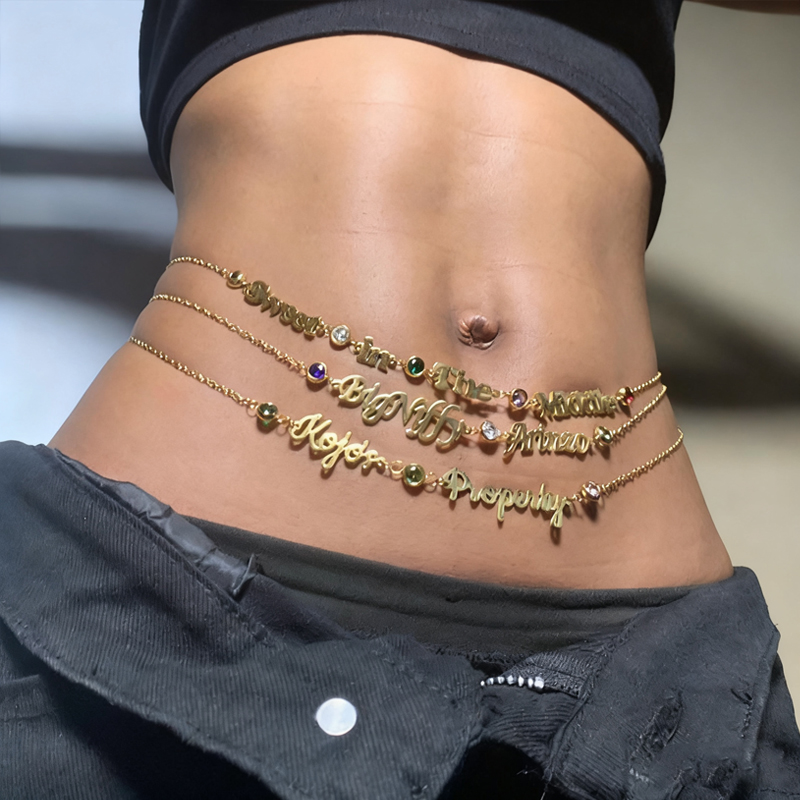 Body Jewelry Names - Duoying corrente de barriga com nome