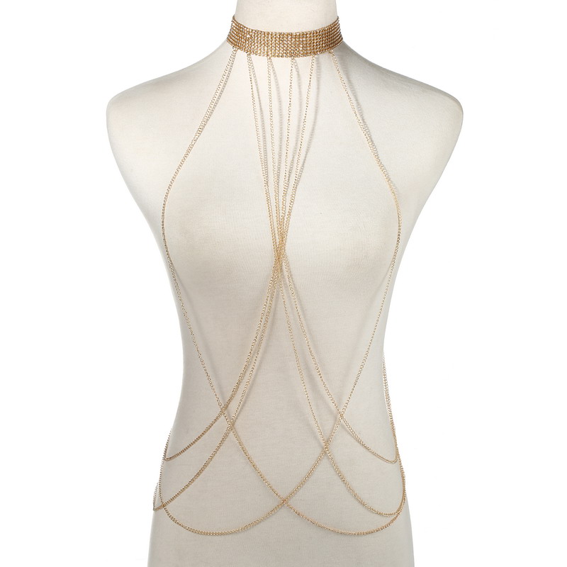 Body Jewelry Gold - Corrente de corpo cor dourada feminina