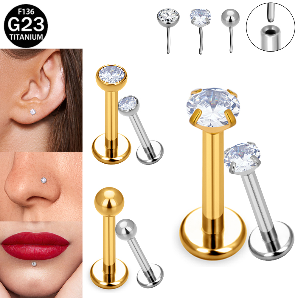 Body Jewelry Implant Grade - Brinco Labret F136 G23 de Titânio