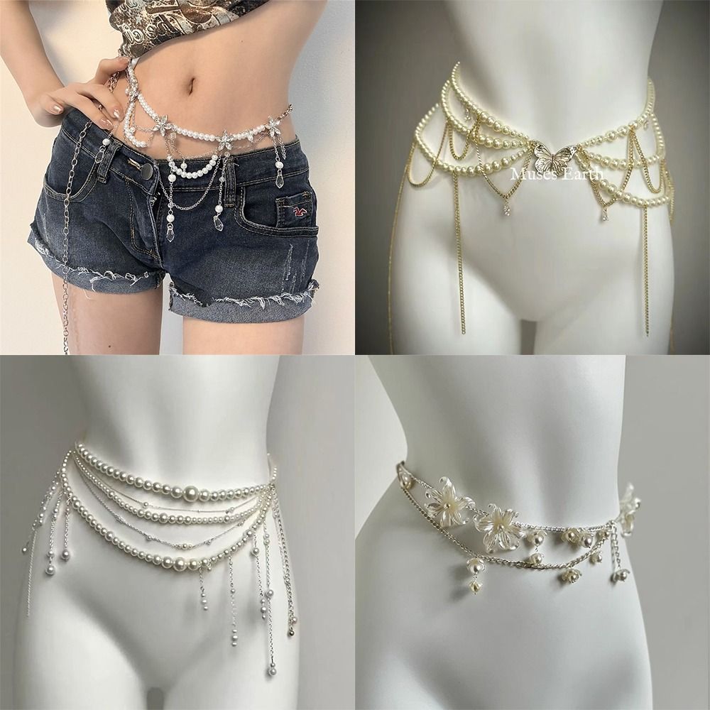 Qualiti Body Jewelry - Moda elegante pérola cintura correntes acessório