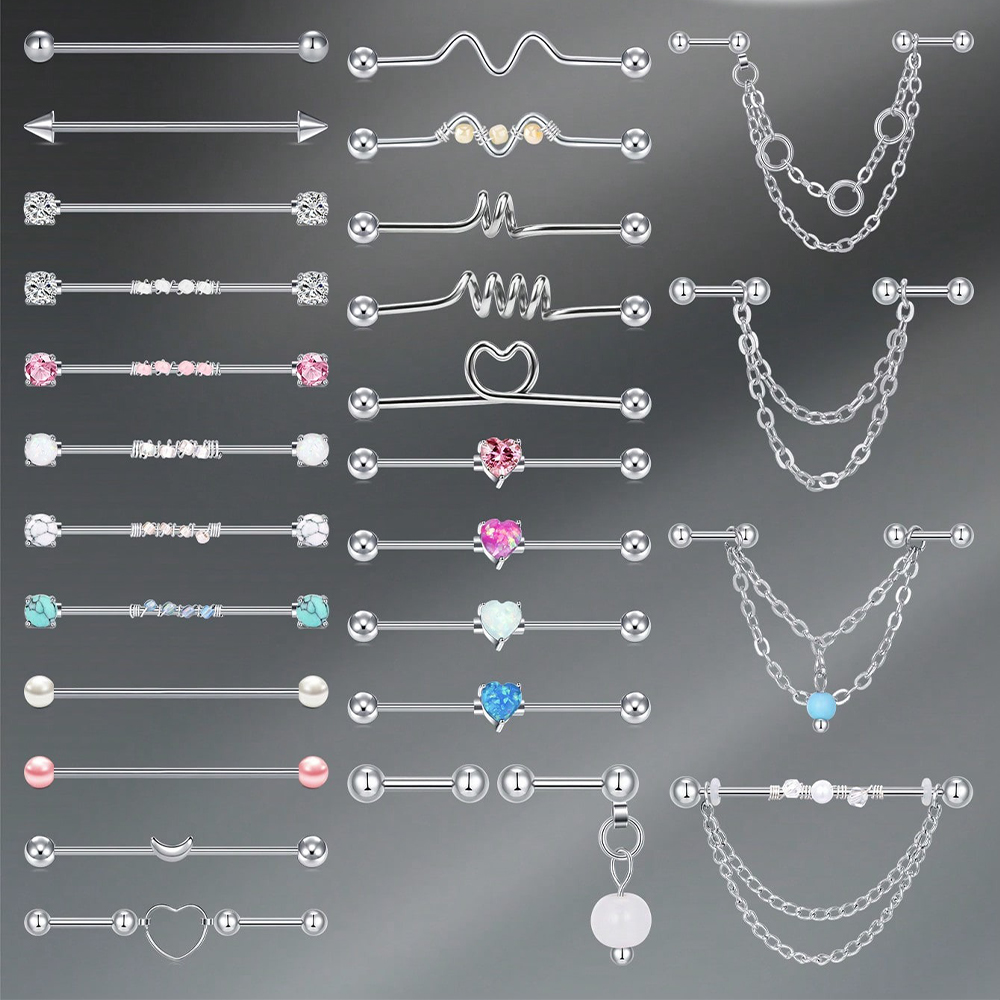 Body Jewelry Cartilage Earrings - Piercing Industrial de Cartilagem 14G, Joia