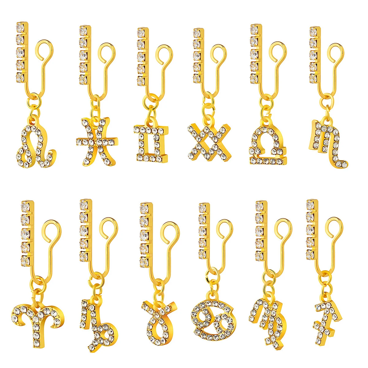Metal Zircão Zodiac Ear Clips, - Body Jewelry Cartilage Earrings avaliação e preço