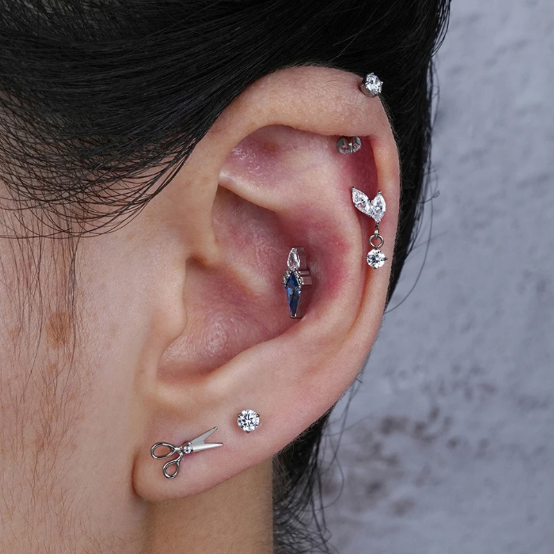 1 peça g23 titânio orelha stud - Body Jewelry Implant Grade avaliação e preço