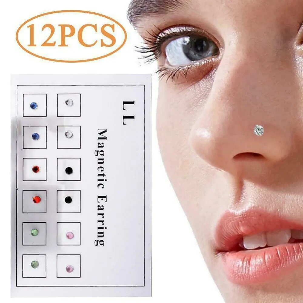 12 pçs/cartão falso tricheiro  - Body Jewelry Cartilage Earrings avaliação e preço