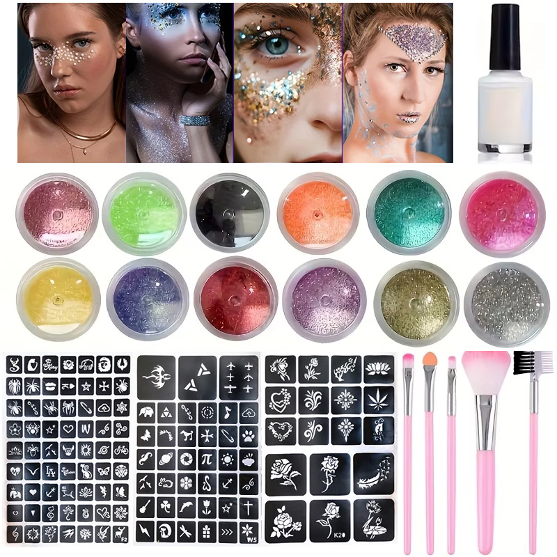 12 cores de tatuagem flash diy - Body Jewelry Glue avaliação e preço