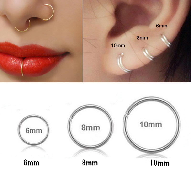 925 anel de prata anel de lábi - Body Jewelry Cartilage Earrings avaliação e preço