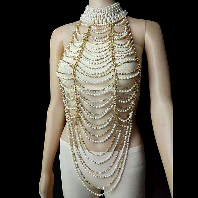 Colar de pérolas multicamadas  - Body Jewelry Brands avaliação e preço