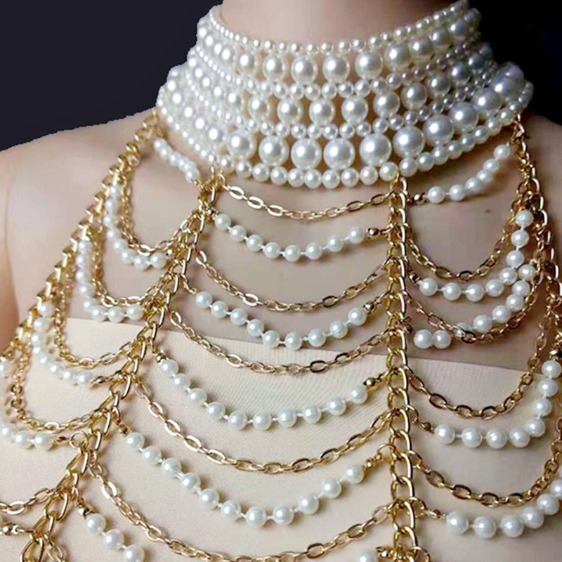 Colar de pérolas multicamadas  - Body Jewelry Brands avaliação e preço