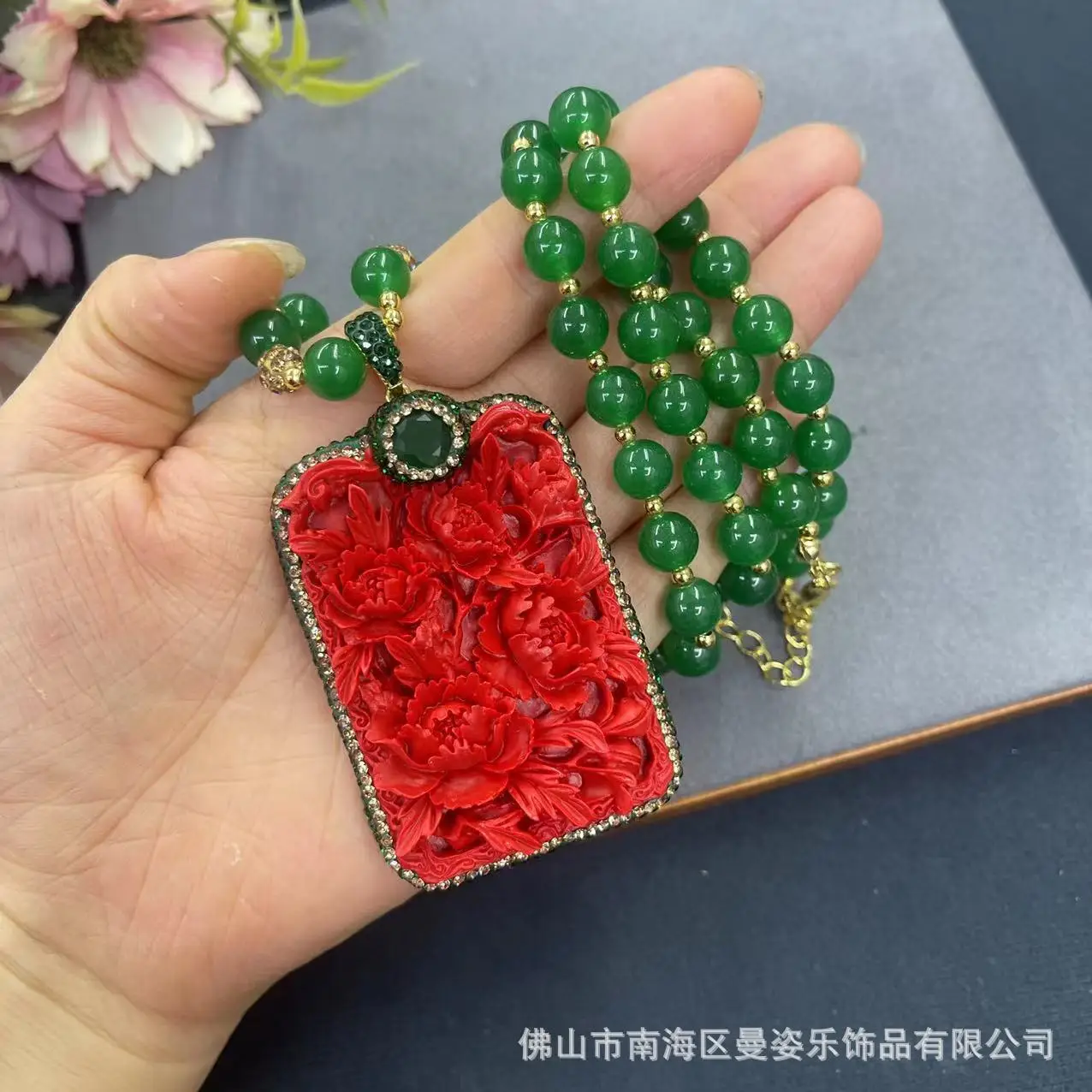 Peônia vermelha Flor Pedra Cad - Body Jewelry Brands avaliação e preço